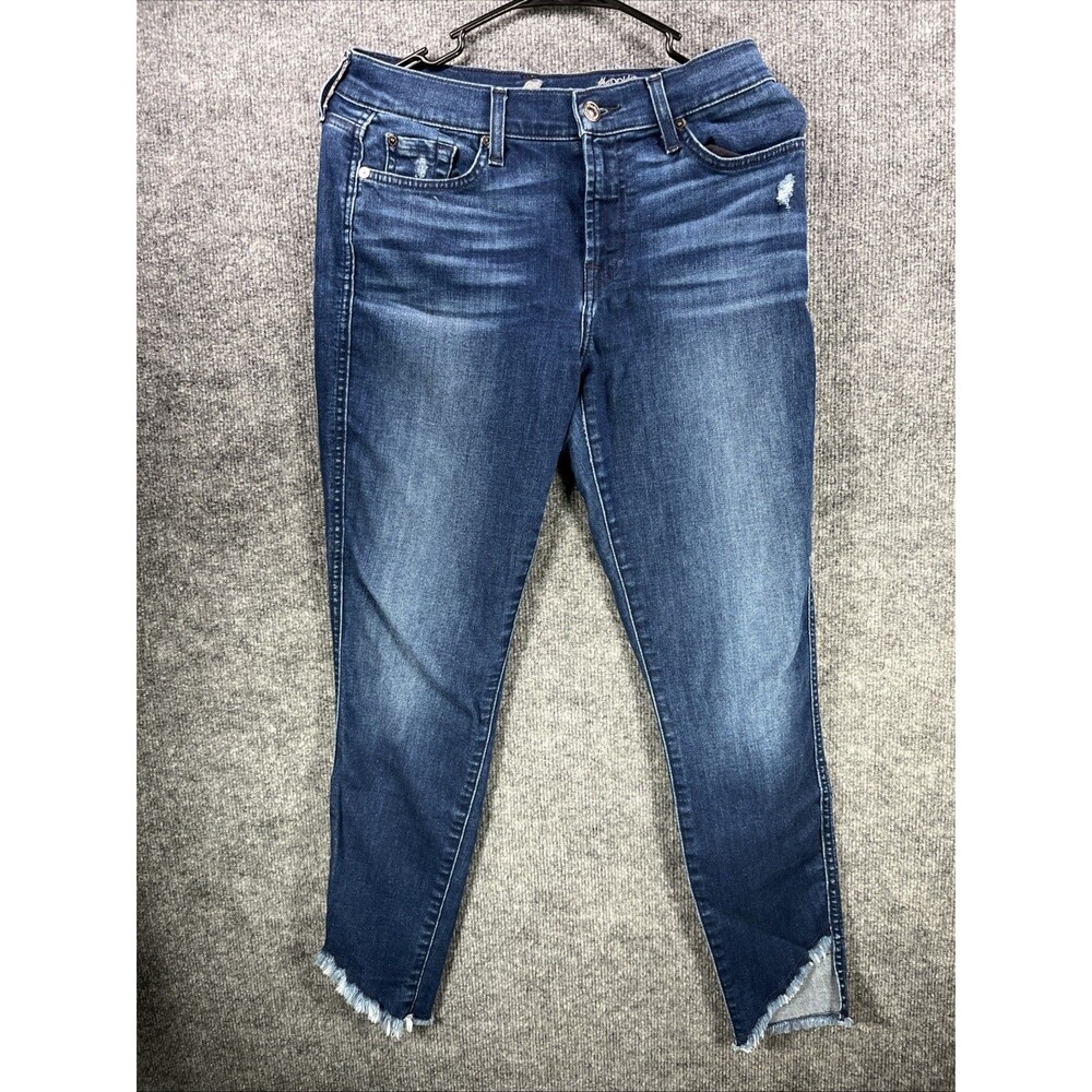 Seven For All Mankind The Ankle Skinny Jeans Women's Size 27 Blue Slit Ankle